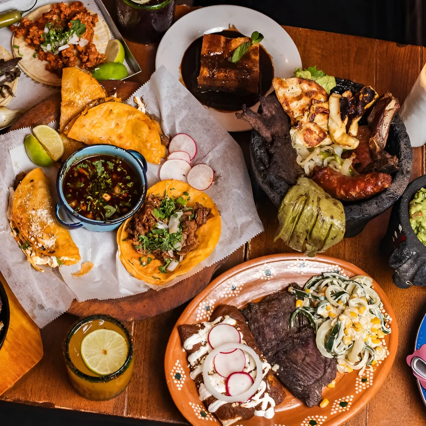 Spread of Mexican fare dishes